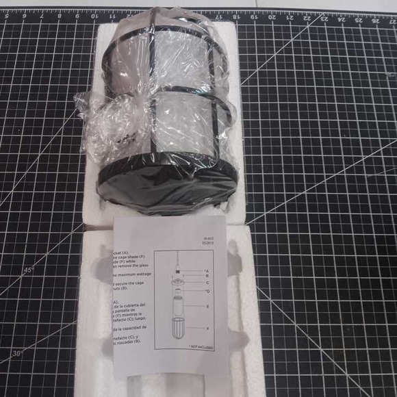 Matte Black Pendant Shade w/ Clear Glass Shade 2.25 in. Fitter, 5.36"D,  8.85"H - Picture 3 of 5